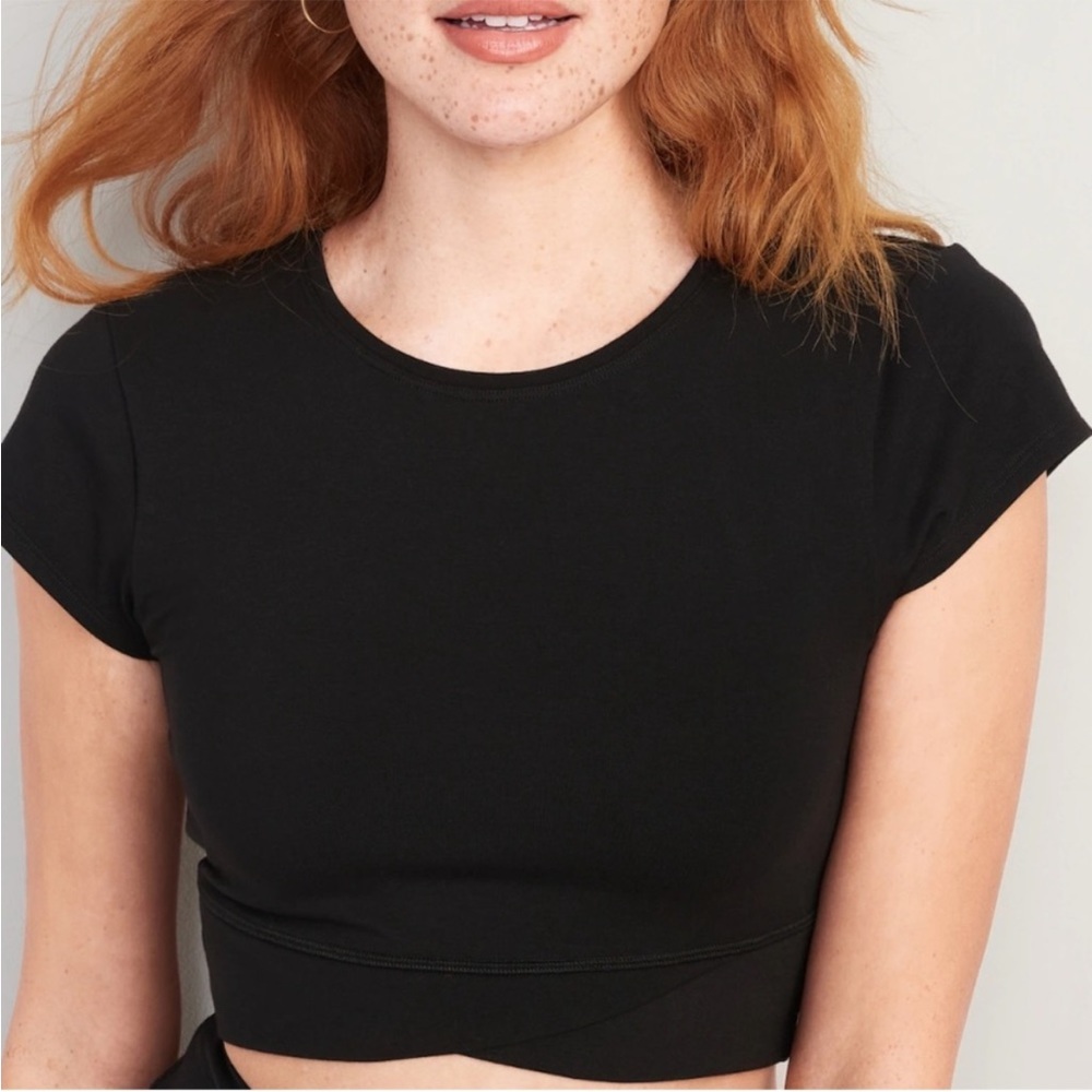 PowerChill Cropped Cross-Front T-Shirt Old Navy